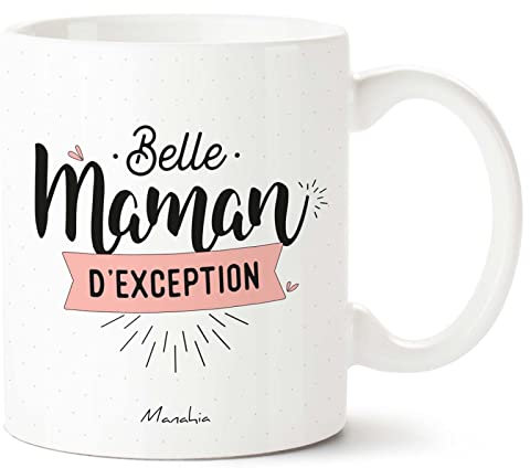 Manahia Mug Cadeau Belle mère - Belle Maman d'exception - Avec Boite Kraft - Imprimé en France - 330 mL Céramique - Future Belle Maman - Noël, Anniversaire Belle Mère - Fête Des Mères