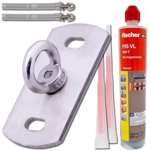 Toldoro® Deckenhalterung aus Edelstahl inkl. Montagematerial/rostfreier Wand- & Deckenhaken mit 400 kg Bruchlast/Befestigung für Hängesessel, Sonnensegel, Liebesschaukel, Boxsack