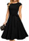 DRESSTELLS Women's Vintage 50s Round Neck Short-Sleeved Bridesmaid Dress, Cocktail Party, Wedding Dress, Black, 12