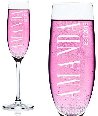 ukgiftstoreonline Personalised Birthday Champagne Flute Prosecco Glass Any Name and Year