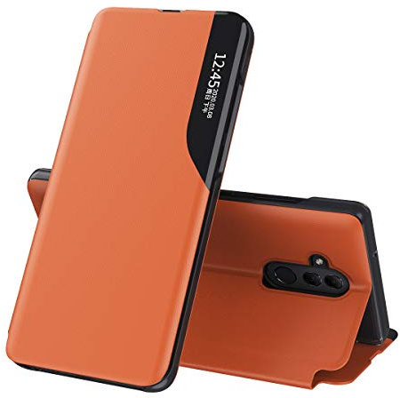 Eabhulie Funda para Huawei Mate 20 Lite, Smart View Ventana Flip Stand Cover PU Cuero Protectora Carcasa para Huawei Mate 20 Lite Naranja