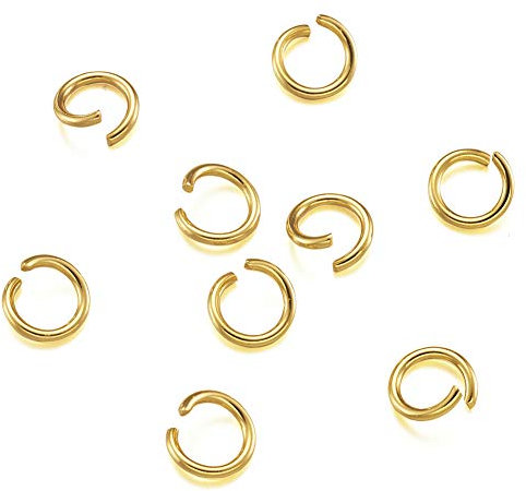 Cheriswelry 200pcs Stainless Steel Gold Open Jump Rings 8mm Round Metal Lock Ring Connector 1.2mm Thick for Jewellery Crafts Making