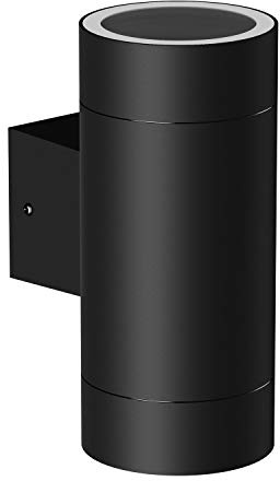 ledscom.de Wandleuchte BIDO für außen, IP44, Up-/Downlight, schwarz matt, rund, 2x GX53 max. 60W