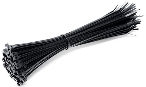 100 Pack of Cable Ties Black | CE Premium UL Nylon Strong Zip Ties, Extra Thick Cable Ties, Bicycle Tie Wrap, DIY Home Garage Office and Workshop | Heavy Duty Self Locking (300 x 3.6mm)