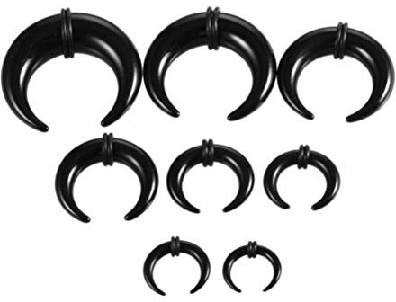 Holibanna 8Pcs Acryl Körper Piercing Kit Septum Horn Ohr Erweiterungen Schwarz Ohr Stretching Kit für Männer Frauen Körper Schmuck