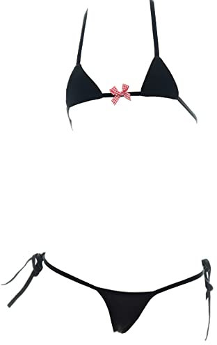 SINGUYUN Ensemble bikini sexy pour femme - Ensemble soutien-gorge et culotte de dessin animé - Cosplay - Mignon - 209 noir - Taille unique