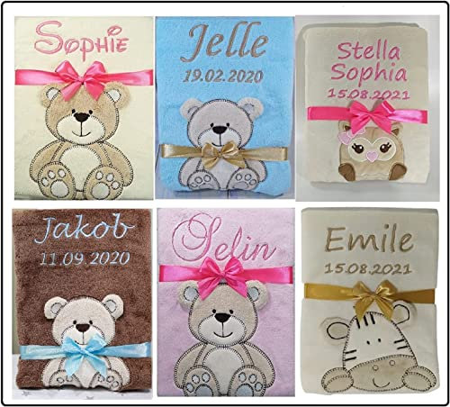 Babydecke mit Namen und Datum Bestickt Baby Geschenke Geburt