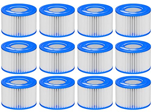 Macaberry Lot de 12 filtres de Rechange pour Jacuzzi et Spa - Compatible avec Bestway, Lay-Z-Spa, Coleman SaluSpa 90352E 58323, Jacuzzi Gonflable, Pompe de Piscine de Type