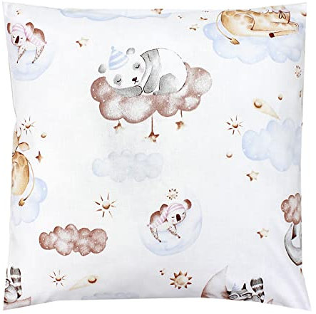 TupTam Kissenbezug Gemustert Bunte Kissenhüllen Dekokissen für Baby und Kinderzimmer, Farbe: Tiere auf Wolken, Größe: 40 x 40 cm