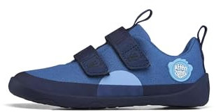 Affenzahn Barfußschuh Baumwolle Lucky Klettverschluss Vegan rutschfest Flexibel Reflektierend für den Sommer in Größe 21-32 Bär - Blau