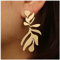 Yheakne Boho Pendientes de Hoja Grandes - Stud y Drop Dorados - Joyería Punk Texturizada para Mujeres y Niñas