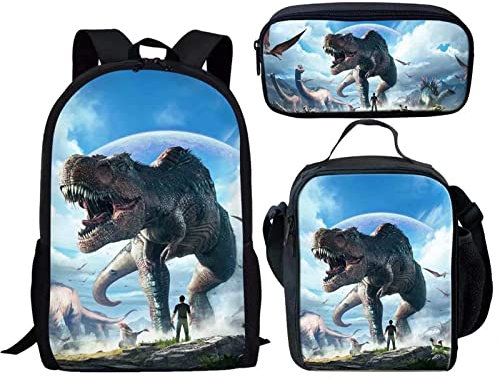 POLERO T-Rex Dinosaurier Schulranzen-Set Kinder Dino Rucksack für die Schule mit Federmäppchen und Lunchtasche, 3-teilig, Big Dino, Einheitsgröße, Schulranzen-Set