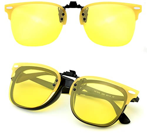 CREYESTAL Polarisiert Nachtfahrbrille Clip für Brillenträger, Überzieh Nachtsichtbrille für Autofahrer, Ultraleicht, Herren, Damen