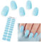 EBANKU 20PCS Gel Nail Stickers, Mint Blue Gel Nail Strips Long Lasting Gel Strips for Nails UV Gel Nail Stickers with Nail File & Wooden Stick for Women Manicure