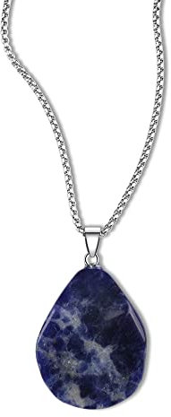 GAVU Geschenkidee Unisex Kette mit Platte aus Sodalith Kristall Halskette 55cm