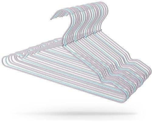 MJhomely® Elegante Kleiderbügel [40 Stück] in 5 Farben - Kleiderbügel platzsparend aus Metall mit Textilüberzug - Schmale Kleiderbügel mit Einkerbung, rutschfest & stabil für Ordnung im Kleiderschrank