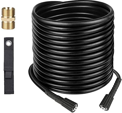10m / 32.8Ft High Pressure Jet Washer Hose Extension Cleaning Pipe with M22 Female Thread Power Wash Replacement Hose with M22 Male Thread Connector Replacement for Karcher Standard M22-14 (10M/33Ft)