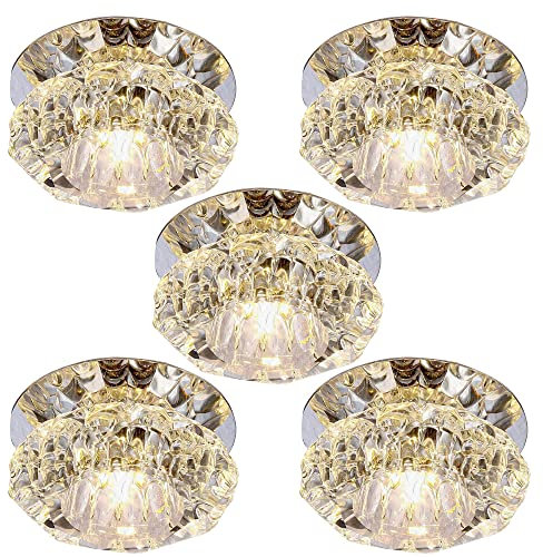 YHQSYKS 5 Piezas LED Downlights de Cristal 3W 5W Luz empotrada en el Techo de Cristal Focos empotrables LED de Cristal Iluminación para decoración del hogar LED Downlight Colorido