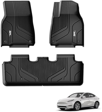 3W Floor Mats Fit for Tesla Model Y 2021-2024 2024 (Not for Juniper), All Weather Dog Friendly TPE Car Mat, Waterproof Anti-Slip Easy to Clean Heavy Duty Model Y Accessories