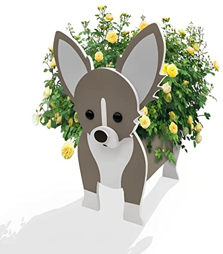 HLASMSPE Chihuahua Pflanzkübel Pflanztopf, Blumentopf für Gartendekoration, Kleine Pupy Geschenke für Frauen, Hundeförmiger Pflanzenbehälter Hunde-Aufbewahrungsbox, 34 * 24 cm