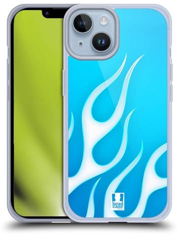 Head Case Designs Blu Gelido Stampe di Fiamme Cover in Morbido Gel Compatibile con Apple iPhone 14