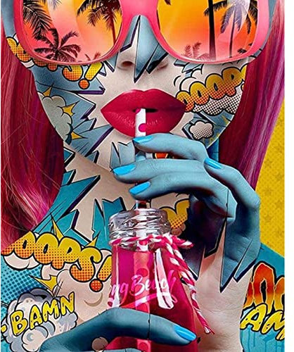 Kit de peinture à l'huile par numéro pour adultes Style vacances Art pour femme Peinture à l'huile sur toile avec pinceaux et pigment acrylique Image abstraite créative pour décoration murale de la