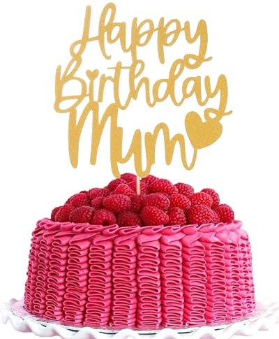 Happy Birthday Mum Cake Topper - Mom Happy Birthday Theme Party Cake Decoration, Mother's Birthday Party Cake Topper
