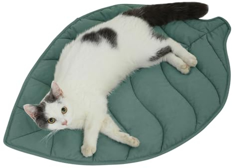 Letalong Niedliches Katzenbett in Blattform, 70 x 50 cm, Baumwolle, gemütlich, beruhigend, für Katzen und kleine Hunde, maschinenwaschbar, weiche Wendeunterlage für Haustiere