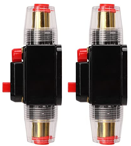 Disjoncteur en Ligne 12-24V avec Porte-fusible à Réinitialisation Manuelle pour Système Audio de Bateau de Voiture (40A)