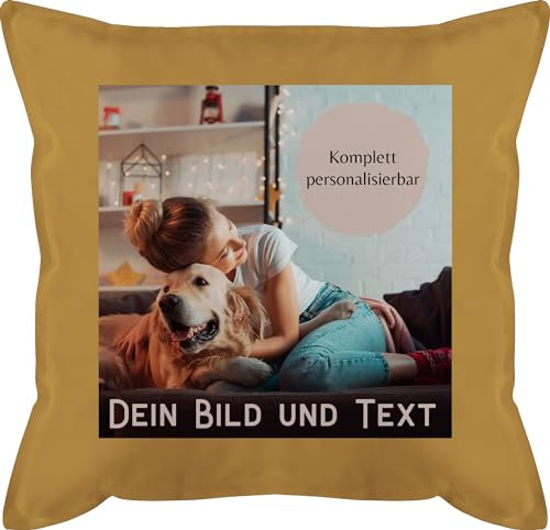 Kissen 50x50 - eigenem - Foto Bild Geschenk I Dein Bild und Text - 50 x 50 cm - Gelb - fotokissen fotopolster selbst drucken Photo schmusekissen photokissen Geschenke zum beschriften