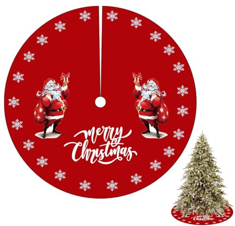Falda de árbol de Navidad, 90 cm, fieltro para pie de árbol de Navidad, decoración de árbol y falda para cubrir el suelo de la falda de árbol artificial Papá Noel trineo modelo Renos Navidad por Home