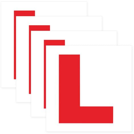 SnugZest L Plates for Car Motorcycle,Learner Plate L Plate 4 Pack for driver learner,Self Adhesive Waterproof L Plates for Motorcycle Learner Plates Self Adhesive Sara Prints(COLOUR:Red)