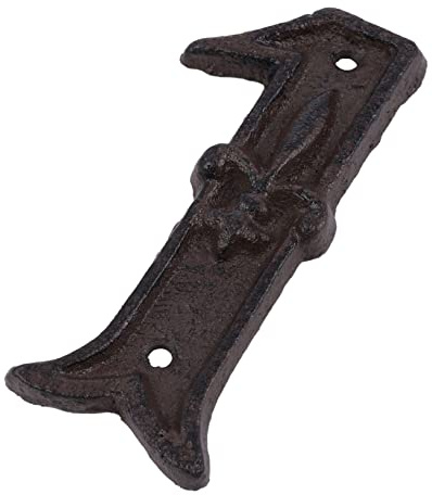 jojofuny Cast Iron Door Number 1 Retro Door Address Number Plaque with Mounting Screws Hammered Look House Sign for Home Gate Fence Mailbox Room Indoor Use