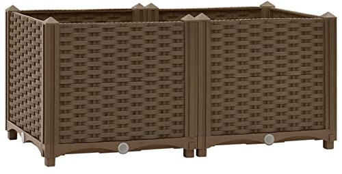 Cosisti Lit Surélevé Jardinière d'Extérieur lit de Jardin surélevé Carré Potager,Potager sur Pied,bac Jardiniere Exterieur,Potager Balcon Polypropylène-Marron-80 x 40 x 38 cm