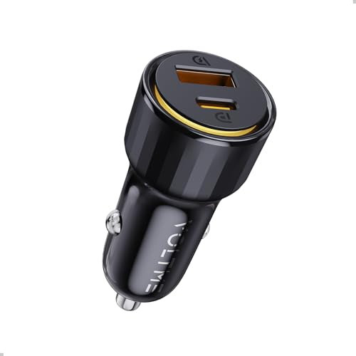 VOLTME Cargador de Coche Carga Rápida 48W PD&QC 3.0 Negro, Cargador de Coche Rápido USB C de 12V/24V Adaptador USB C 2 en 1 Compatible con Teléfono, Tableta, Google Pixel, Samsung S22/S23