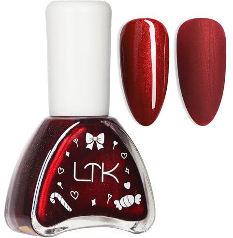 Red Pearl - Quick Dry Glitter Varnish - Long Lasting Oil Based Vegan Nail Polish - DIY Manicure