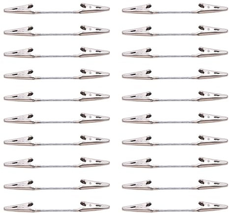 RUIAN Krokodilklemmen, Doppelkopf, 10,2 cm, für Foto/Bilder, Notizhalter, Metalldraht, Klemmen für DIY und Handwerk, silberfarben, 20 Stück