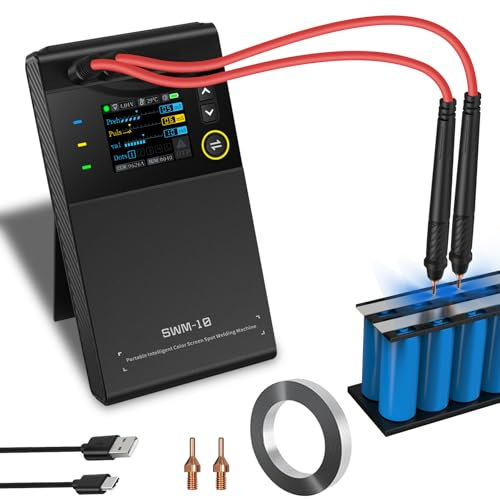 SURLABA Saldatrice a Punti per Batterie, Spot Welder con Corrente Saldatura 1200A, Testa a Penna in Ottone Staccabile, Ideale per lamiere di nichel/ferro/acciaio inossidabile/alluminio da 0,1-0,25 mm