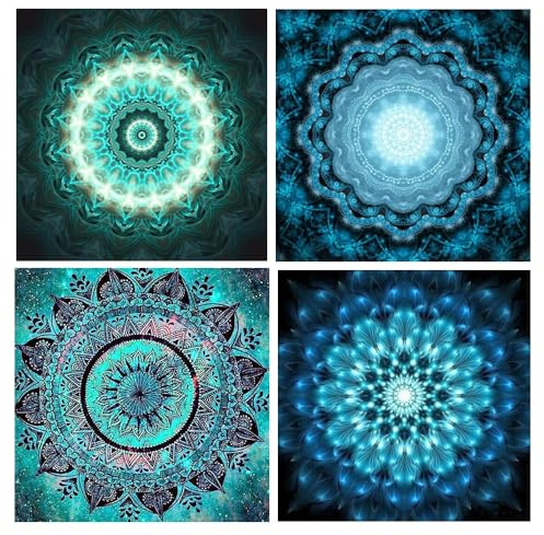 DCIDBEI 30x30CM DIY 4 Set Diamond Painting Mandala, Rund Diamant Stickerei Spiritualität, Diamant Painting Bilder Blume des Lebens für Erwachsene, Diamond Art Wanddekorationen im Büro Eingang