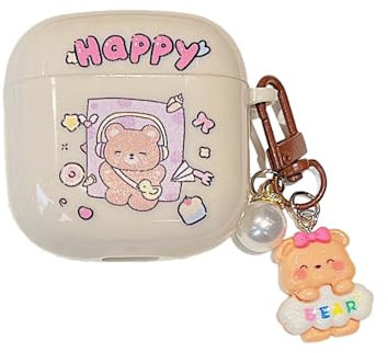 SCJLSDA Custodia protettiva per HUAWEI FreeBuds Se 2, con simpatico motivo con orsetto, con animale kawaii, con portachiavi, adatta per ragazze e donne (orso)