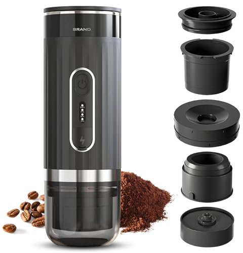 Irishom Máquina de café expreso eléctrica portátil Calefacción inalámbrica Mini cafetera de una Sola porción de 3 oz con café en Polvo 3 en 1/cápsula N/cápsula DG Contenedor 92 ℃