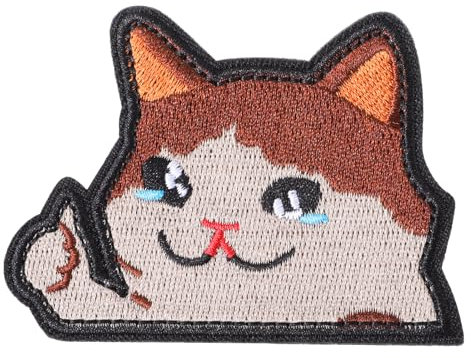 Mabor Cry Cat Patch,Klett Patch Lustig Rucksack Patches Klett Lustig Aufnäher Patches zum Aufbügeln Kawaii Katze Bestickte Klettpatch Kleidung Jeans Hüte Taschen Helme Hundewesten