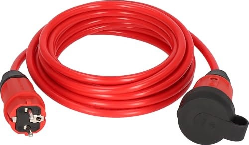 Brennenstuhl Professional Verlängerungskabel VQ 1110 IP44 (5m Kabel H07BQ-F 3G1,5 in rot, Baustelleneinsatz und ständiger Einsatz im Freien, Made in Germany)