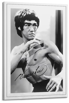 KSOXDAITIP Autogrammposter von Bruce Lee, dekoratives Gemälde, Leinwand, Wandposter und Kunstdruck, modernes Familienschlafzimmer, Dekoration, Poster, 20 x 30 cm