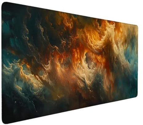 Gaming Mauspad XXL Schwarz - Großes Mousepad 90 x 40cm - rutschfeste Schreibtischunterlage für Gaming und Büro - Fransenfreie Ränder - Präzises und Langlebiges Maxlvl Large Mouse Pad (Rot Wolke) H-X3