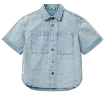 United Colors of Benetton Jungen Camicia 53z9cq046 Hemd, blau, 130 cm