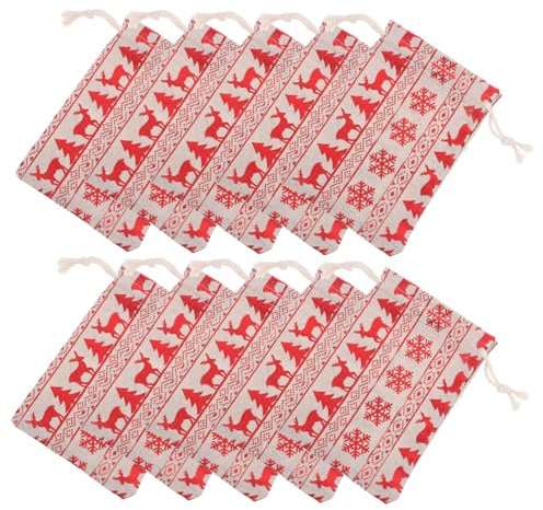 OKUMEYR 14 X 10 Cm Weihnachts-party-geschenkbeutel 10 Stück Wiederverwendbare Süßigkeitenbeutel Kordelzug Stoff-party-geschenkbeutel Für Weihnachten