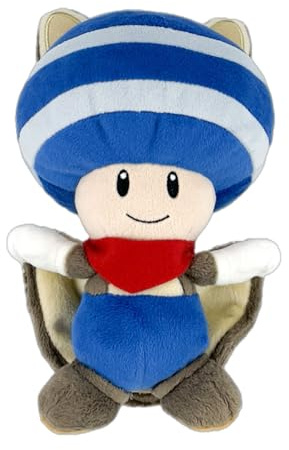 Nintendo Together+ – Super Mario Plüschfigur – Fliegendes Eichhörnchen Blauer Toad 21 cm, Blau