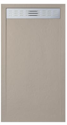 Frascio Plato de ducha 70 x 170 cm con rejilla lateral Line Slim Moka Ral 1001 de resina sintética y polvo de mármol con desagüe de regalo