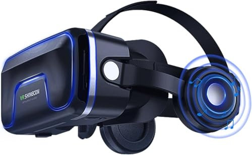 VR Brille für Handy, VR Brille with Headset 3D VR Brille Handy Virtual Reality Brille PC Unterhaltung Anti-Blaulicht fit iPhone & Android 5,0-7,3 Zoll